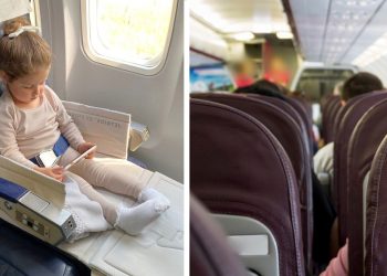 Hij geeft zijn stoel in het vliegtuig niet op en scheidt de kinderen van hun ouders
