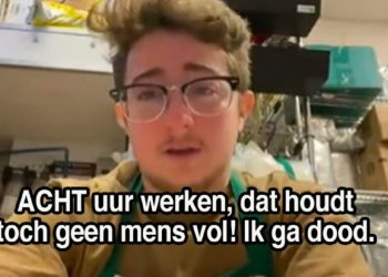 Starbucks-medewerker stort huilend ineen omdat hij ácht uur moet werken!