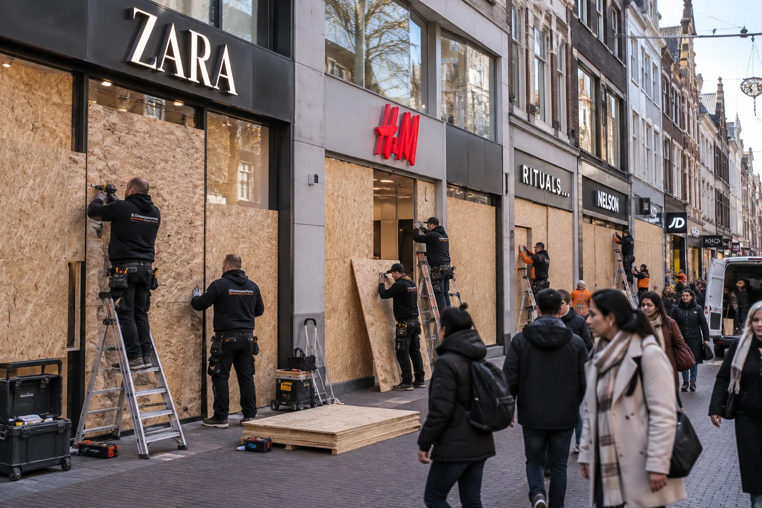 Uit voorzorg dichtgetimmerd: winkeliers in deze stad vrezen voor zaterdag